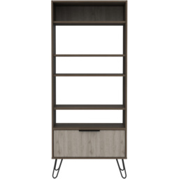 Core Products Nevada Single Door 5 Shelf Smoke Oak Effect Display Bookcase - Brown - Wilko - thumbnail 4