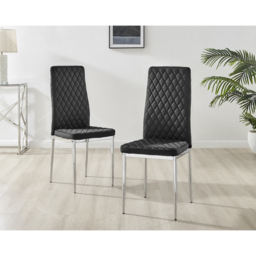 Furniturebox Molini Valera 4 Seater Dining Set Grey Gloss Black and Chrome - Wilko - thumbnail 7