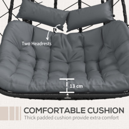 Outsunny 2 Seater Black Rattan Egg Chair with Cushions - Size: 175 x 132 x 189cm - Wilko - thumbnail 5