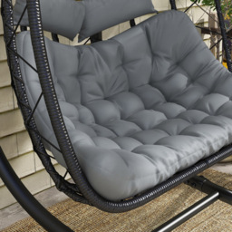 Outsunny 2 Seater Black Rattan Egg Chair with Cushions - Size: 175 x 132 x 189cm - Wilko - thumbnail 4
