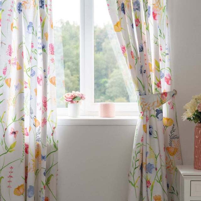Serene Larissa Floral Lined Curtains with Tie Backs 168 x 137cm - Size: W 168 x D  137cm - Multi - Wilko - image 1
