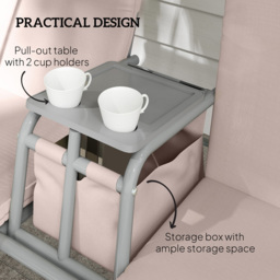 Outsunny 2 Seater Beige Covered Patio Swing with Pivot Table and Storage Console - Size: 165 x 112 x 175cm - Cream - Wilko - thumbnail 6