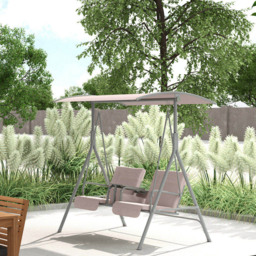 Outsunny 2 Seater Beige Covered Patio Swing with Pivot Table and Storage Console - Size: 165 x 112 x 175cm - Cream - Wilko - thumbnail 4