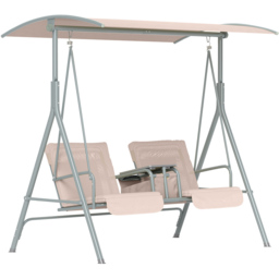Outsunny 2 Seater Beige Covered Patio Swing with Pivot Table and Storage Console - Size: 165 x 112 x 175cm - Cream - Wilko - thumbnail 3