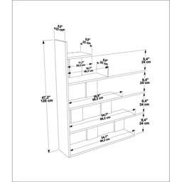 Decorotika Echo Modern 5 Shelf White Marble Effect Ladder Bookcase - Size: 120 x 90 x 21.8cm - Wilko - thumbnail 7