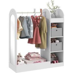 AIYAPLAY White Kids Cloth Rail with Storage Shelf and Mirror - Wilko - thumbnail 3