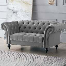 Home Detail Mayfair 2 Seater Grey Velvet Curved Sofa - Wilko