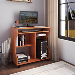 Portland Wood Movable Computer Desk with Wheels Brown - Size: 80 x 48 x 76cm - Wilko - thumbnail 7