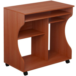 Portland Wood Movable Computer Desk with Wheels Brown - Size: 80 x 48 x 76cm - Wilko - thumbnail 3