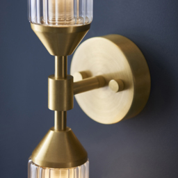 Merano Trieste Satin Brass and Frosted Glass 2 Light Wall Lamp - Size: 11.3 x 9 x 41.5cm - Brown - Wilko - thumbnail 7