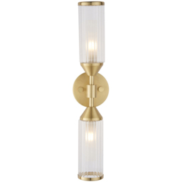 Merano Trieste Satin Brass and Frosted Glass 2 Light Wall Lamp - Size: 11.3 x 9 x 41.5cm - Brown - Wilko - thumbnail 5