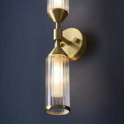 Merano Trieste Satin Brass and Frosted Glass 2 Light Wall Lamp - Size: 11.3 x 9 x 41.5cm - Brown - Wilko - thumbnail 6
