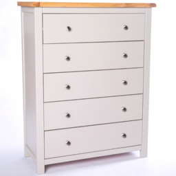 Cabinet Bits Argenta 5 Drawer Grey Chrome Knob Chest of Drawers - Wilko - thumbnail 4