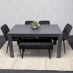 Portland 6 Seater Dark Grey Arrow Dining Table Set with Velvet Chairs and Bench - Multi - Wilko - thumbnail 3