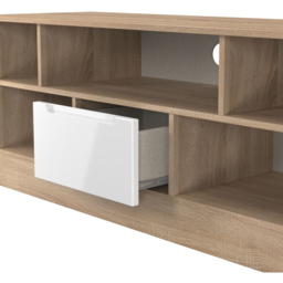 Crowndale Milan Single Drawer 5 Shelf White Gloss and Bardolino Oak TV Unit Ready Assembled - Size: 50 x 110 x 39cm - White Gloss & Bardolino Oak - Wi - thumbnail 7