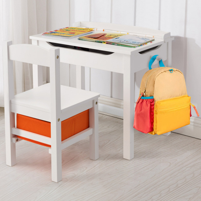 Costway Kids White Table and Chair Set with Hidden Space and Hook - Size: 69 x 49 x 19cm - Wilko - image 1
