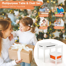 Costway Kids White Table and Chair Set with Hidden Space and Hook - Size: 69 x 49 x 19cm - Wilko - thumbnail 7