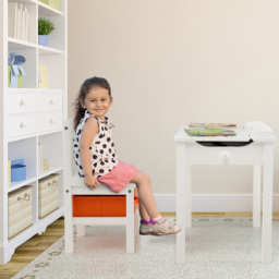 Costway Kids White Table and Chair Set with Hidden Space and Hook - Size: 69 x 49 x 19cm - Wilko - thumbnail 6