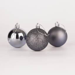 Shatchi 5cm Dark Grey Shatterproof Christmas Baubles 12 Pack - Wilko - thumbnail 5