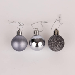 Shatchi 5cm Dark Grey Shatterproof Christmas Baubles 12 Pack - Wilko - thumbnail 6