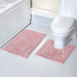 Mayfair Blush Micro Fibre Bath Mat Set - Pink - Wilko - thumbnail 3