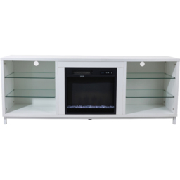 Living and Home 6 Shelf Freestanding TV Stand Entertainment Centre with Fireplace - Size: 63 x 164 x 48cm - White - Wilko - thumbnail 3