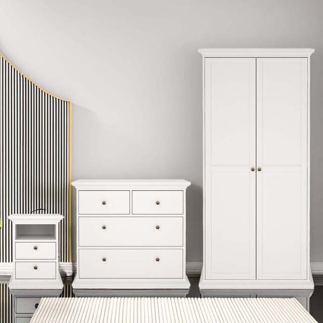 Florence Paris White 3 Piece Bedroom Furniture Set - Furniture To Go - Wilko - image 1