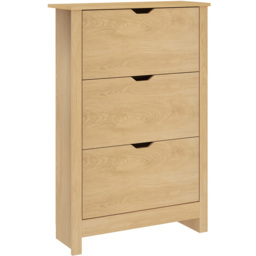 HOMCOM 3 Drawer 6 Shelf Natural Wood Finish Storage Cabinet - Size: 112.0 cm x 26.0 cm x 72.0 cmcm - Brown - Wilko - thumbnail 3