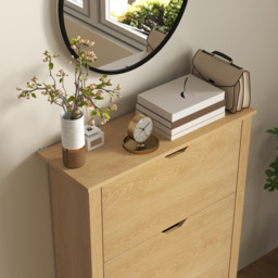 HOMCOM 3 Drawer 6 Shelf Natural Wood Finish Storage Cabinet - Size: 112.0 cm x 26.0 cm x 72.0 cmcm - Brown - Wilko - thumbnail 5
