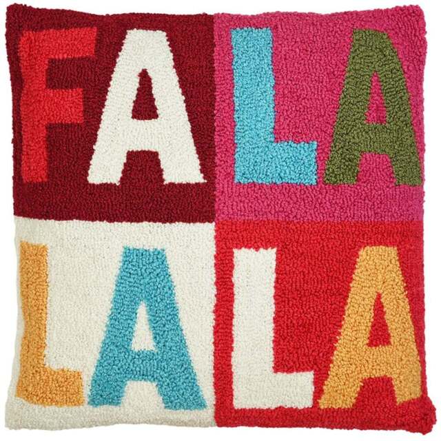 The Seasonal Gift Co. Multicolour Fa La La Hook Cushion 50 x 50cm - Size: 50 x 50 x 13cm - Red - Wilko - image 1
