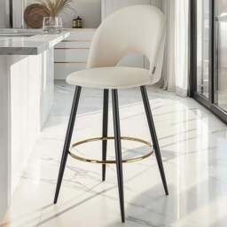 tectake Rachel Cream and Black Velvet Look Bar Stool Set of 6 - Wilko - thumbnail 1