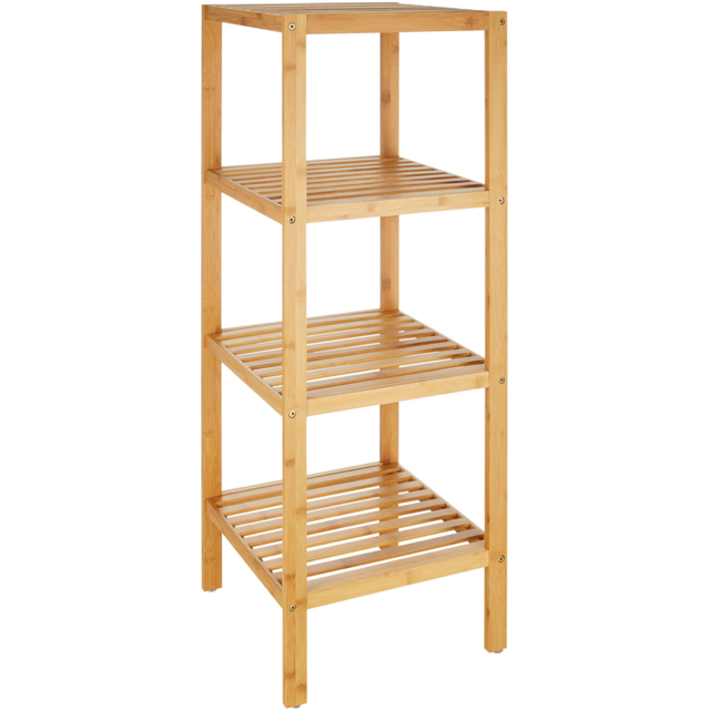 tectake 4 Shelf Bamboo Standing Bathroom Storage Rack - Size: 97 x 33 x 33cm - Brown - Wilko - image 1