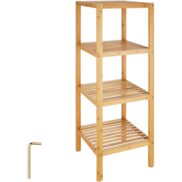 tectake 4 Shelf Bamboo Standing Bathroom Storage Rack - Size: 97 x 33 x 33cm - Brown - Wilko - thumbnail 3