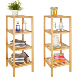 tectake 4 Shelf Bamboo Standing Bathroom Storage Rack - Size: 97 x 33 x 33cm - Brown - Wilko - thumbnail 4