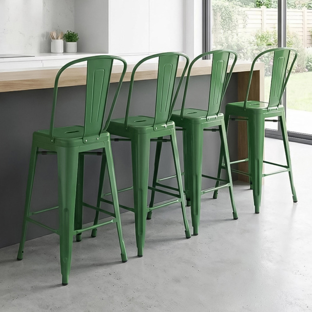 FWStyle Green Gloss Metal Bar Chair 4 Pack - Size: Set of 4 - Wilko - image 1