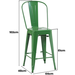 FWStyle Green Gloss Metal Bar Chair 4 Pack - Size: Set of 4 - Wilko - thumbnail 7