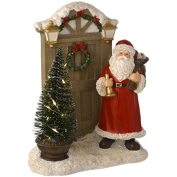 The Seasonal Gift Co Regal Tidings LED Santa At The Door Christmas Scene Decoration 22cm - Size: 22 x 18 x 9cm - Red - The Seasonal Gift Co. - Wilko - thumbnail 3