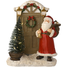 The Seasonal Gift Co Regal Tidings LED Santa At The Door Christmas Scene Decoration 22cm - Size: 22 x 18 x 9cm - Red - The Seasonal Gift Co. - Wilko - thumbnail 4