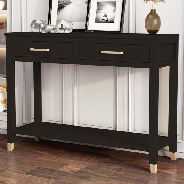 Palazzi 2 Drawer Black Console Table - Size: 35 x 105 x 80cm - Wilko - image 1