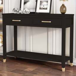 Palazzi 2 Drawer Black Console Table - Size: 35 x 105 x  80cm - Wilko