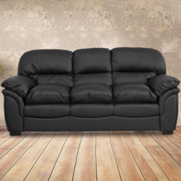 Leverton 3 Seater Black Bonded Leather Sofa - Artemis Home - Wilko