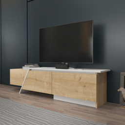 Decorotika Zonas 3 Door Oak and White TV Unit - Size: 45 x 180 x 35cm - Multi - Wilko - thumbnail 7