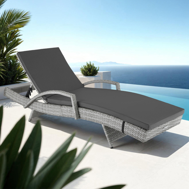 tectake Oceane Light Grey 5 Level Adjustable Aluminium Frame Sun Lounger - Size: 74.5 x 62 x 190cm - Wilko - image 1