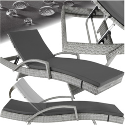 tectake Oceane Light Grey 5 Level Adjustable Aluminium Frame Sun Lounger - Size: 74.5 x 62 x 190cm - Wilko - thumbnail 3