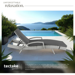 tectake Oceane Light Grey 5 Level Adjustable Aluminium Frame Sun Lounger - Size: 74.5 x 62 x 190cm - Wilko - thumbnail 5