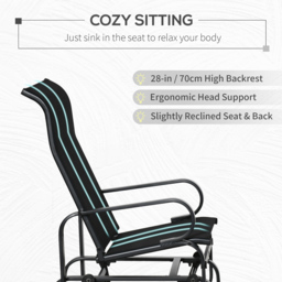 Outsunny Black Metal Outdoor Gliding Rocking Chair - Size: 74 x 18 x 58cm - Grey - Wilko - thumbnail 6