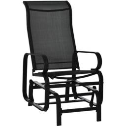 Outsunny Black Metal Outdoor Gliding Rocking Chair - Size: 74 x 18 x 58cm - Grey - Wilko - thumbnail 3