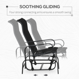 Outsunny Black Metal Outdoor Gliding Rocking Chair - Size: 74 x 18 x 58cm - Grey - Wilko - thumbnail 5
