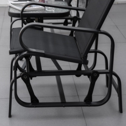 Outsunny Black Metal Outdoor Gliding Rocking Chair - Size: 74 x 18 x 58cm - Grey - Wilko - thumbnail 4