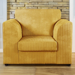 Luxor Single Seater Mustard Jumbo Cord Armchair - Yellow - Wilko